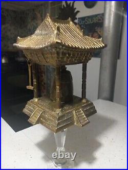 Vintage Oriental Solid Brass Gong Bell Prayer Pagoda Temple with Brass Hammer