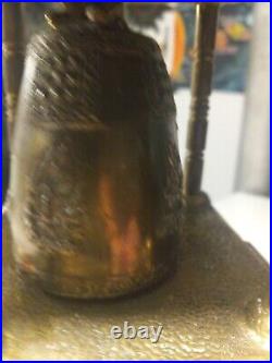 Vintage Oriental Solid Brass Gong Bell Prayer Pagoda Temple with Brass Hammer