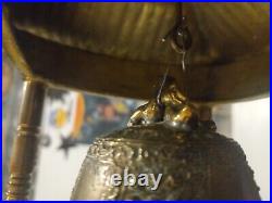 Vintage Oriental Solid Brass Gong Bell Prayer Pagoda Temple with Brass Hammer