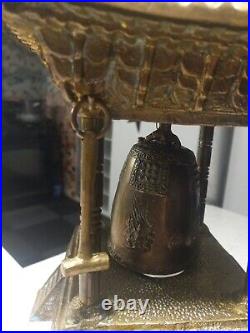 Vintage Oriental Solid Brass Gong Bell Prayer Pagoda Temple with Brass Hammer