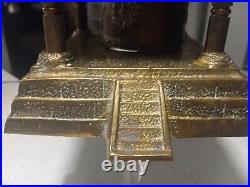 Vintage Oriental Solid Brass Gong Bell Prayer Pagoda Temple with Brass Hammer