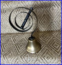 Vintage Original Cast Brass Shopkeepers Bell With Spring & Mounting Hardware 3