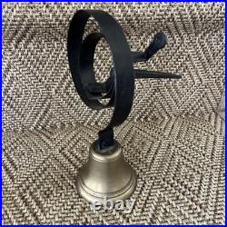 Vintage Original Cast Brass Shopkeepers Bell With Spring & Mounting Hardware 3