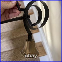 Vintage Original Cast Brass Shopkeepers Bell With Spring & Mounting Hardware 3