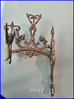 Vintage Ornate Brass Monastery Bell Wall Bracket Winged Angel Latin Dragon Chain Vintage Ornate Brass Monastery Bell Wall Bracket Winged Angel Latin Dragon Chain