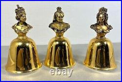 Vintage RARE Collection of Three English Queens Brass Bells