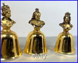 Vintage RARE Collection of Three English Queens Brass Bells