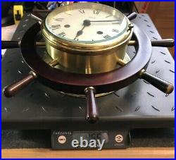 Vintage SCHATZ Mariner Ships Clock Nautical Key Wind Bell Chime Brass Germany
