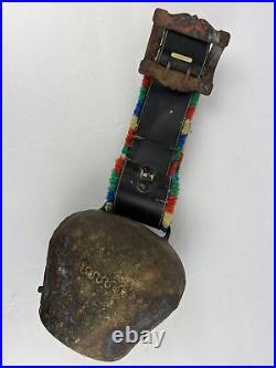 Vintage Salzburg Austrian Brass Oxen Cow Bell Large Decorated Strap Hand Wrought