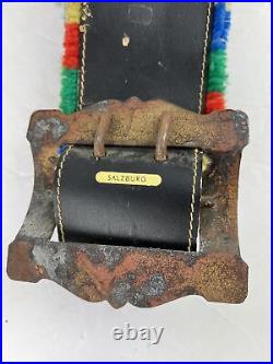 Vintage Salzburg Austrian Brass Oxen Cow Bell Large Decorated Strap Hand Wrought