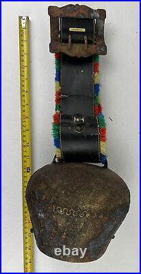 Vintage Salzburg Austrian Brass Oxen Cow Bell Large Decorated Strap Hand Wrought