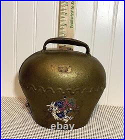 Vintage Salzburg Austrian Large Decorated Brass Oxen/Cow Bell? Heavy Handmade