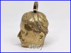 Vintage Sarna Brass Bust Bell 3.5 Man's Head Mustache Figural India 9 oz