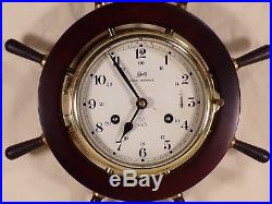 Vintage Schatz Royal Mariner Full Sized Ship's Bell Wheel 8 Day Brass Clock