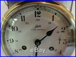 Vintage Schatz Royal Mariner Marine Ship 8 Day Bell Clock & Key Brass Germany