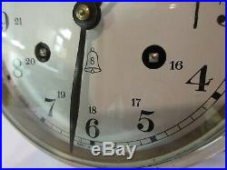 Vintage Schatz Royal Mariner Marine Ship 8 Day Bell Clock & Key Brass Germany