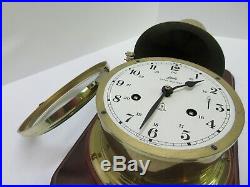 Vintage Schatz Royal Mariner Marine Ship 8 Day Bell Clock & Key Brass Germany