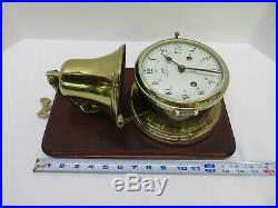 Vintage Schatz Royal Mariner Marine Ship 8 Day Bell Clock & Key Brass Germany