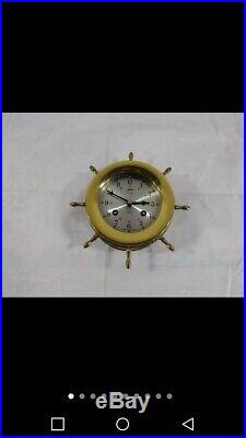 Vintage Schatz Royal Mariner Ships Bell 8 Day Nautical Wheel Clock
