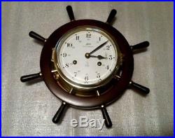 Vintage Schatz Royal Mariner. Ships Bell 8 Day Wheel Clock & Barometer-Germany