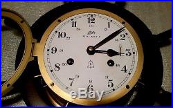 Vintage Schatz Royal Mariner. Ships Bell 8 Day Wheel Clock & Barometer-Germany