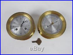 Vintage Schatz Ships Bell 8 Day 7 Jewels Clock Schatz Barometer Ship Boat Yacht