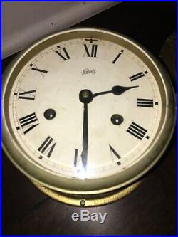 Vintage Schatz Ships Bell Clock & Barometer Brass Antique