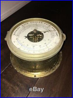 Vintage Schatz Ships Bell Clock & Barometer Brass Antique