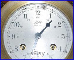 Vintage Schatz Ships Bell Clock Brass Ships Wheel Germany Has Key