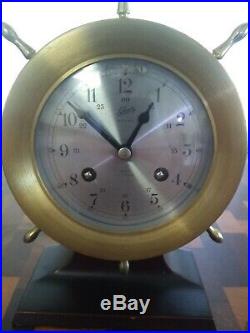 Vintage Schatz Sohne Brass Ships Bell 8 Day, 7 Jewel Nautical Clock Runs Good