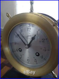 Vintage Schatz Sohne Brass Ships Bell 8 Day, 7 Jewel Nautical Clock Runs Good