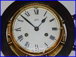 Vintage Schatz Sohne Nautical Ship Bell Brass Wall Clock Boat Wood Wheel Germany