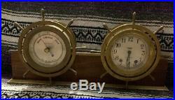 Vintage Seth Thomas Brass Maritime Ships Bell Clock & Barometer Set