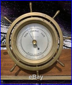 Vintage Seth Thomas Brass Maritime Ships Bell Clock & Barometer Set