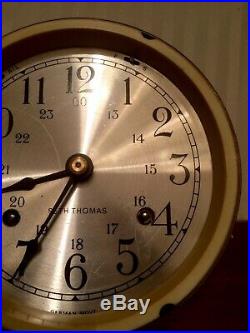 Vintage Seth Thomas Corsair E537-000 Ships Bell Clock & E537-010 Barometer Set