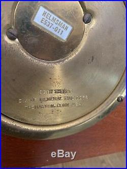 Vintage Seth Thomas Ships Bell Chiming Brass Mantle Clock & Barometer Helmsman