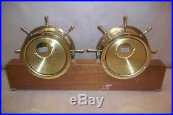 Vintage Seth Thomas Ships Bell Clock And Barometer Mahogany & Brass