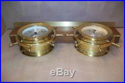 Vintage Seth Thomas Ships Bell Clock And Barometer Mahogany & Brass