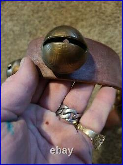 Vintage Sleigh Bells, 17jumbo Amish Pedal Brass Bells With Leather Strap 60'