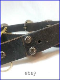 Vintage Sleigh Bells With Leather Strap 47 Inches 8 Bells