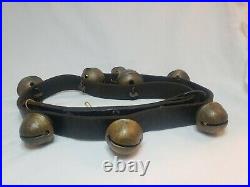 Vintage Sleigh Bells With Leather Strap 47 Inches 8 Bells