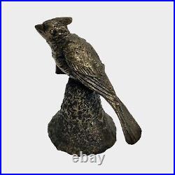 Vintage Small Heavy Brass Dinner Bell Bird Handle Bow Bas Relief Shoor 1985