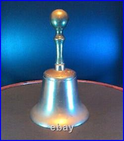 Vintage Solid Antique Brass Bell And Handle 8.50 Inches Tall