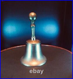 Vintage Solid Antique Brass Bell And Handle 8.50 Inches Tall