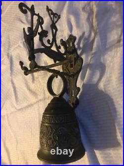 Vintage Solid Brass Bell Ringing withAngle 17 X 7-1/4 X 8-1/4 (bell 5-1/2 Dia)