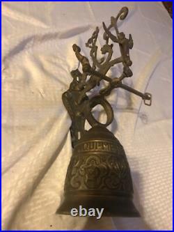 Vintage Solid Brass Bell Ringing withAngle 17 X 7-1/4 X 8-1/4 (bell 5-1/2 Dia)