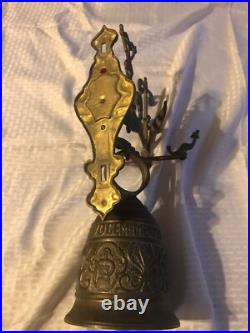 Vintage Solid Brass Bell Ringing withAngle 17 X 7-1/4 X 8-1/4 (bell 5-1/2 Dia)