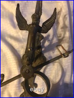 Vintage Solid Brass Bell Ringing withAngle 17 X 7-1/4 X 8-1/4 (bell 5-1/2 Dia)