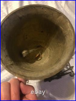 Vintage Solid Brass Bell Ringing withAngle 17 X 7-1/4 X 8-1/4 (bell 5-1/2 Dia)