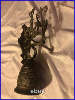 Vintage Solid Brass Bell Ringing withAngle 17 X 7-1/4 X 8-1/4 (bell 5-1/2 Dia)